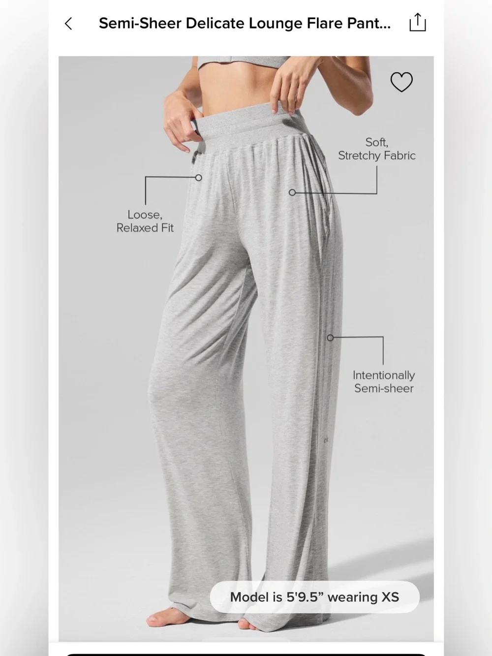 NWOT Alo Semi-Sheer Delicate Lounge Flare Pant
